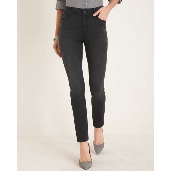 Chico's Secret Stretch Floral Embroidered Jeggings Medium Wash Boho Romantic - Picture 5 of 11